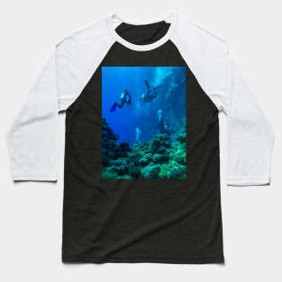 Coral reef and scuba divers Baseball T-Shirt